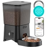HoneyGuaridan Automatic Cat Feeder, 5G WiFi Cat Food Dispenser with App Control, Timed Feeder with Stainless Steel Bowl and Slow Bowl, Desiccant Bag