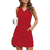 LookbookStore Women Sleeveless V Neck Button Down Frayed Hem Short Denim Dress