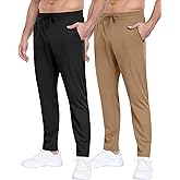 2 Pack Mens Fleece Lined Pants with Zipper Pockets,Winter Athletic Workout Warm Running Joggers Sweatpants for Men
