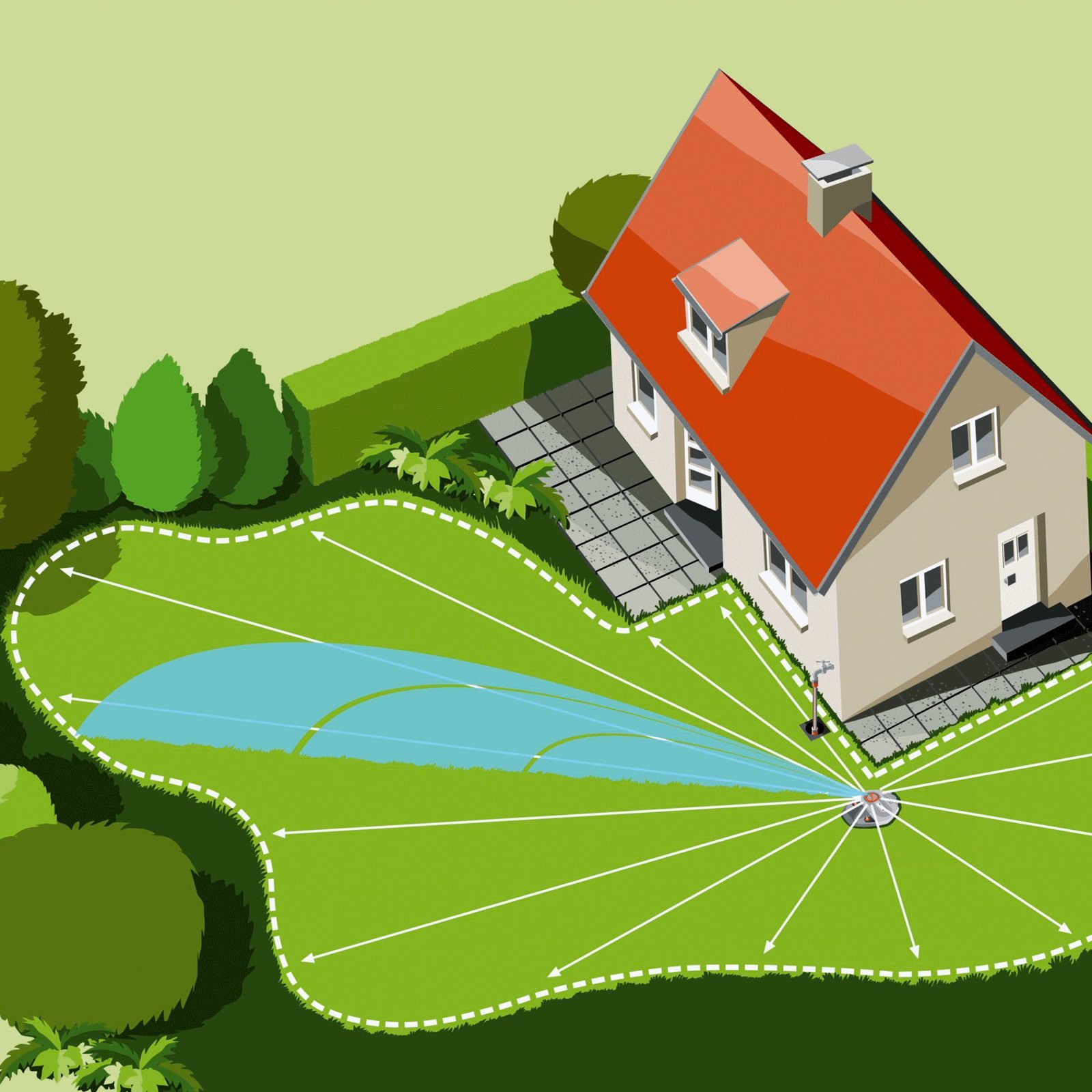 Gardena Sprinklersystem Vielflächen-Versenkregner AquaContur automatic: Rasensprinkler für die Bewässerung unregelmäßig geformter Rasenflächen bis 350 m², 25 - 360° Beregnungssektor (1559-29) 9