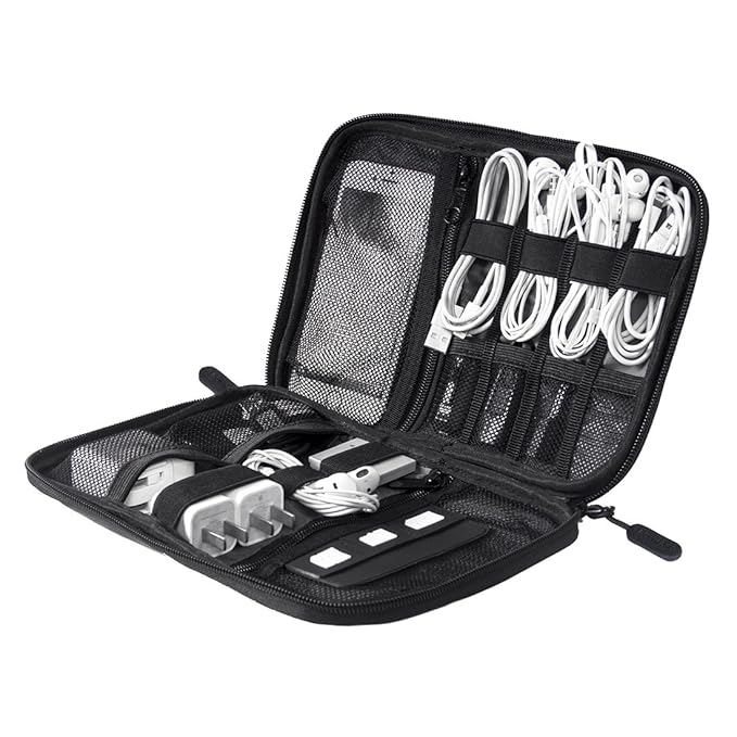 BAGSMART Bolsa Electronica Organizador Viaje Portátil para Cables, Memorias USB, Powerbanks, Baterias, Tarjeta SD (Gris)