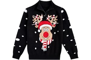 ADUKIDE Boys Christmas Ugly Sweaters Size 3-10T Xmas Kids Pullover Sweater 1/4 Zip Half Turtleneck Jumper