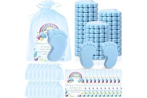 SytuHete 30 Sets Baby Shower Favors Refreshing Foot Soap Perfect Baby Shower Favors for Guests, Gifts, and Prizes with Organza Bags Thanks Cards (Blue)