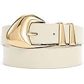 XZQTIVE Women's Leather Belts for Jeans Dress Pants Black Brown Belts for Women Ladies Waist Belts with Gold Buckle