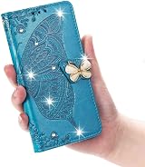 Reevermap Glitter Crystal Flip Case for 3.4 Phone - Blue Butterfly Design view 5