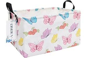 ONOEV Rectangular Folding Laundry Basket,waterproof Canvas Basket,gift basket,Suitable for children's room,Office,Clothes,Toys Storage(Butterfly)