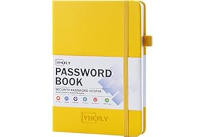 YHCFLY Password Book with Alphabetical tabs, Hardcover Internet Address & Password Organizer Logbook, Medium Size Password Keeper Notebook Journal for Home Office (Yellow)