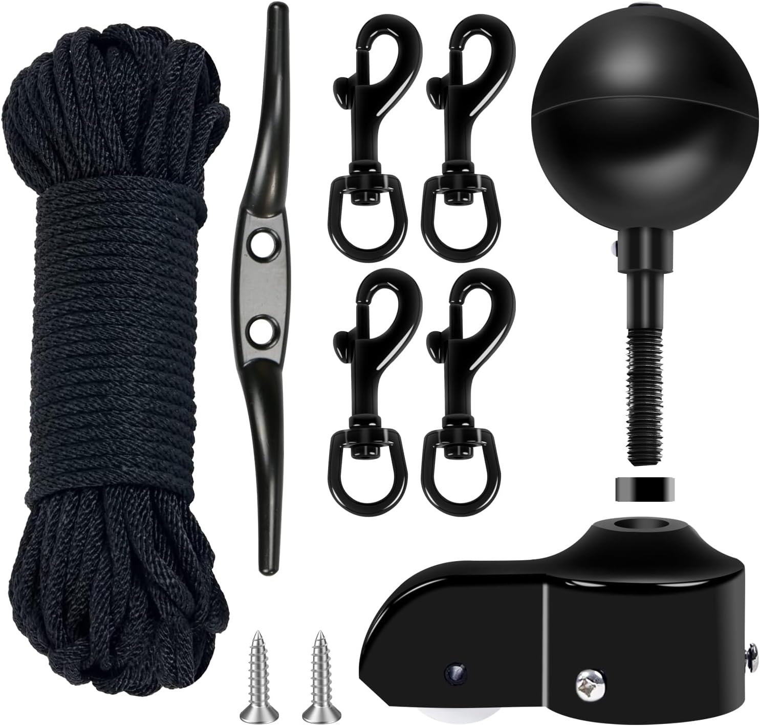 Flagpole Hardware - NQ Flagpole Hardware Repair Parts Kit-50 Feet Halyard Rope+3