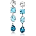 Ross-Simons 10.40 ct. t.w. Tonal Blue and White Topaz Drop Earrings in Sterling Silver