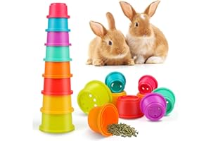 Bunny Toys, Stacking Cups for Rabbits, 8PCS Stackable Plastic Pet Nesting Snack Playset, Chinchilla, Guinea Pig Parrot Enrich