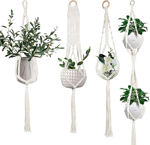 Czemo Colgador para Plantas Set of 4 Hecho a Mano Cuerda de ...