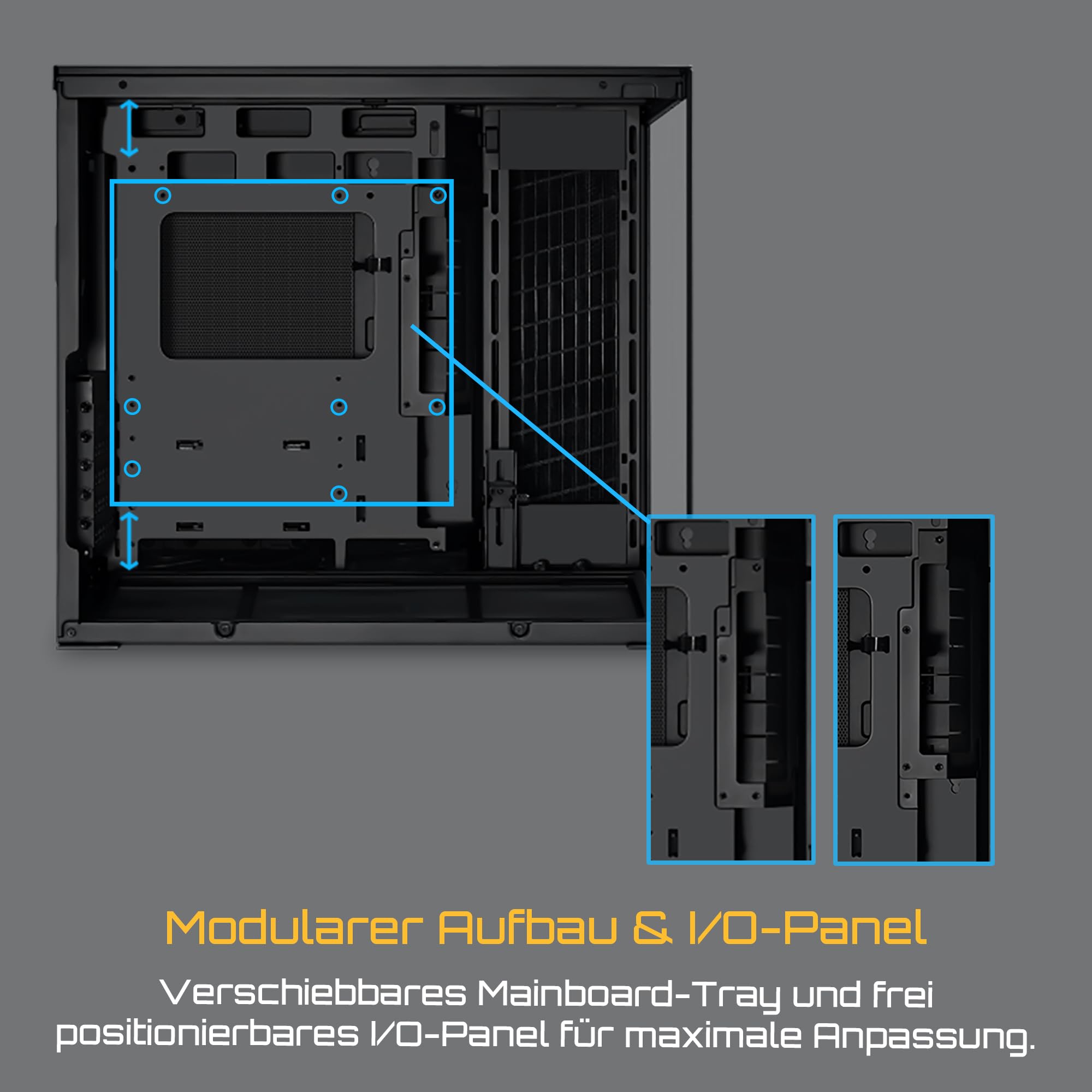 Lian Li O11 Dynamic Mini V2 PC-Gehäuse Schwarz | Kompakter ATX Midi-Tower mit Zwei-Kammer-Design, Tempered Glass und modularem Aufbau 7