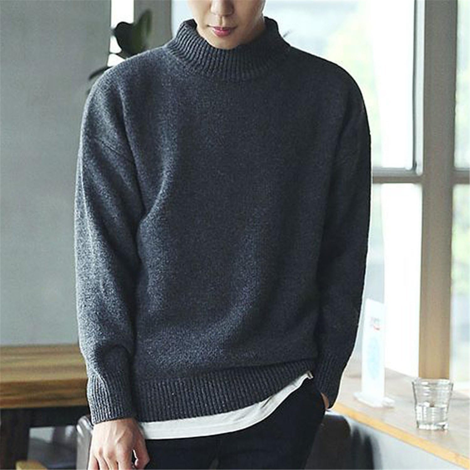 Kebinai Solid Sweater Men Half 