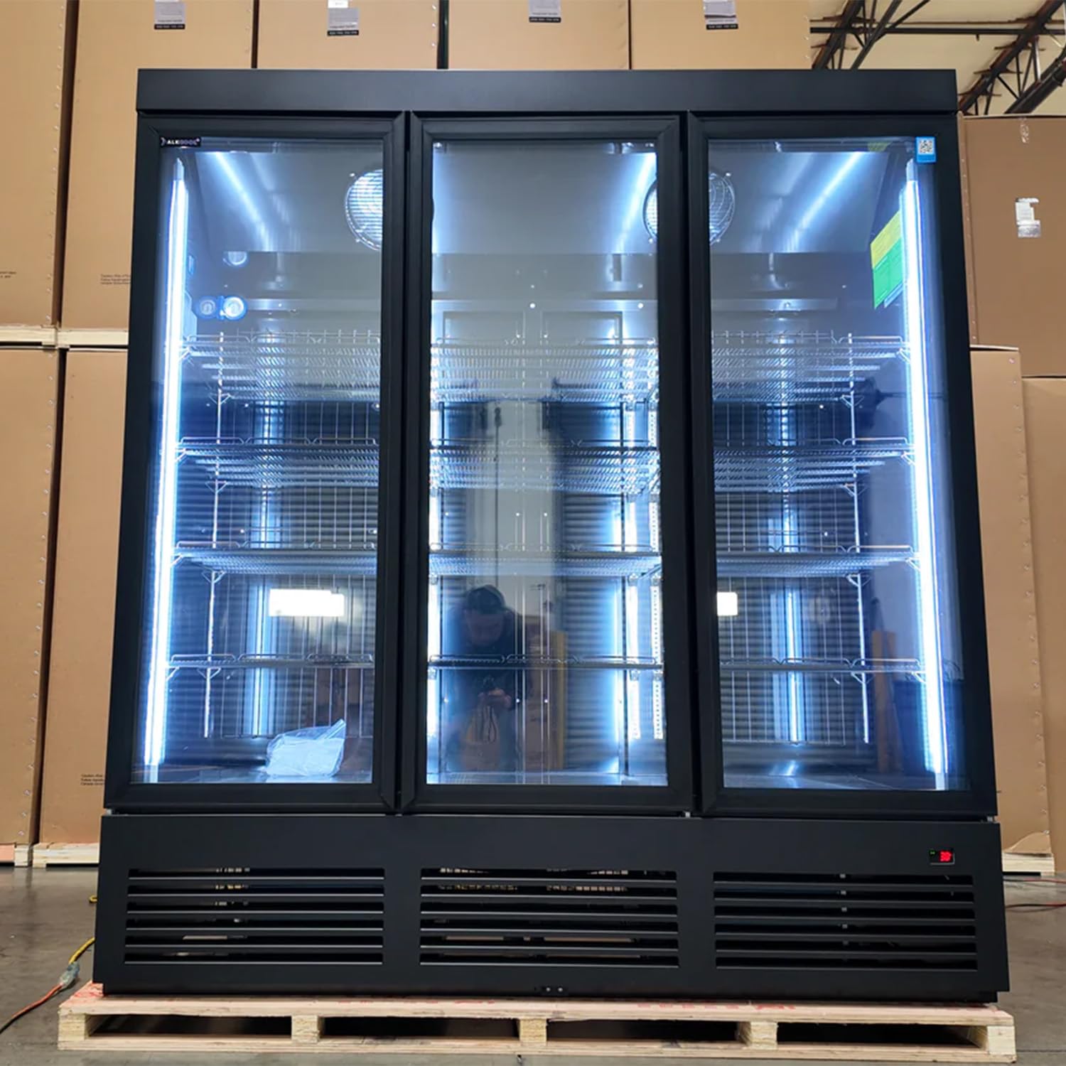 Photo 1 of ** SIMILAR** Commercial Beverage Freezer,Three Glass Door Ice Cream Display Freeze & Frozen Treat Merchandiser Upright Display Freezer for Restaurant Bar,ETL Sanitation,71" Wide,62 Cu Ft,Wheels Not Included