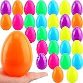 Haconba 30 Pieces 5 inch Easter Eggs Large Colorful Plastic Fillable Easter Eggs for Egg Hunt Game Easter Party Favors Supplies Decoration, 6 Colors