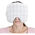 Perfection Collection Migraine Relief Eye Pillow Masks, Flaxseed Filled for Hot and Cold Pain Relief Therapy (Adult, White an