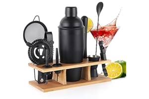 OBALY Bartender Kit | 11-Piece Cocktail Shaker Set with Bamboo Stand | Bar Set for Drink Mixing | Drink Mixer Set with Shaker