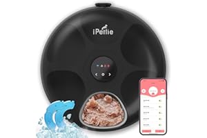 iPettie Donut Frost WiFi 6 Meal Automatic Cat Food Dispenser with App Control, Dry & Wet Food Automatic Cat Feeder, Smart Dog Feeder with Two Ice Packs, Programmable Timer