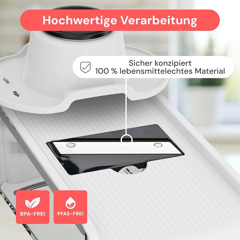 Pro - 6-in-1 Mandoline Gemüsehobel, Julienneschneider und Reibe