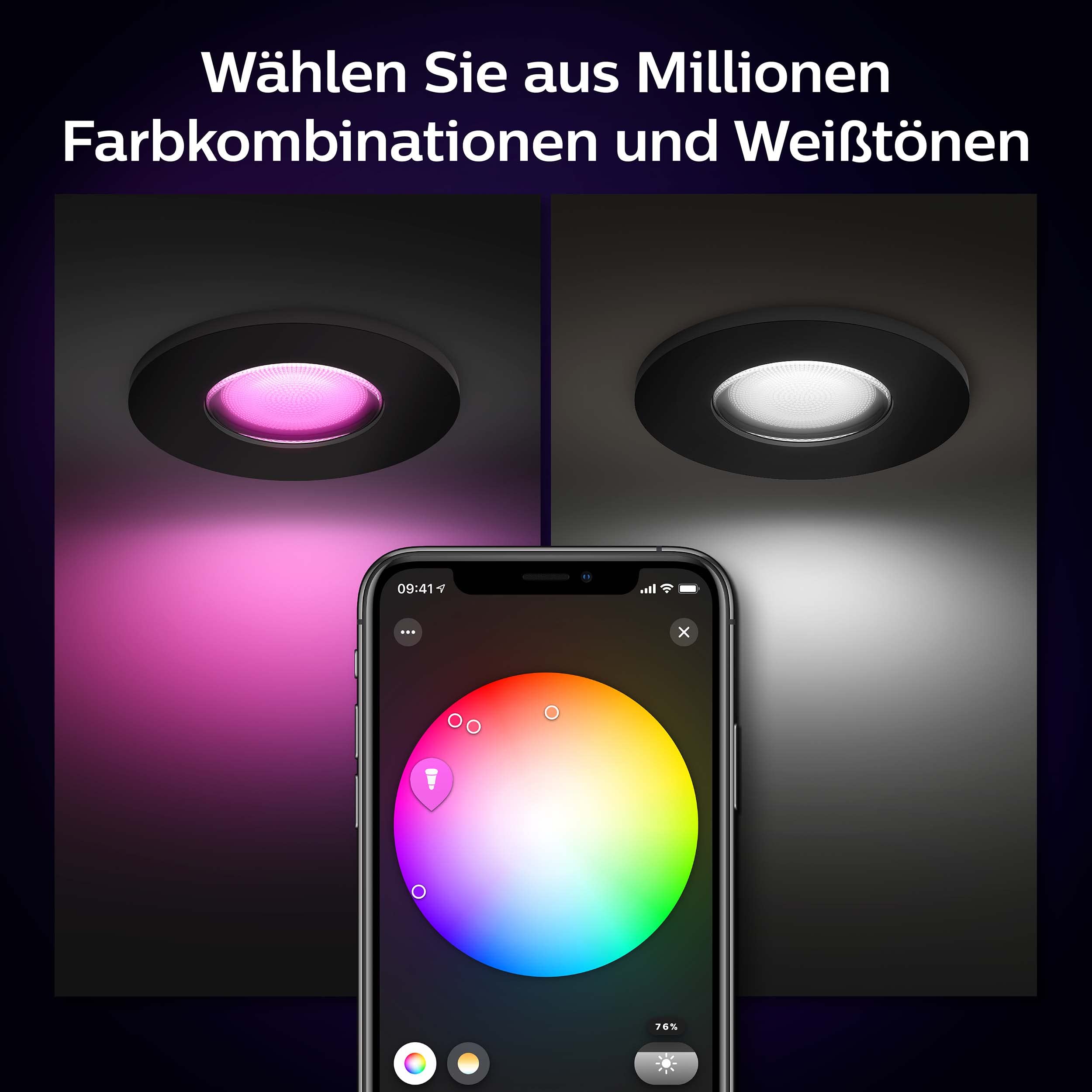 Philips Hue White & Col. Amb. Xamento Deckenleuchte, schwarz, 16 Mio. Farben, dimmbar, steuerbar via App, kompatibel mit Amazon Alexa (Echo, Echo Dot) 6