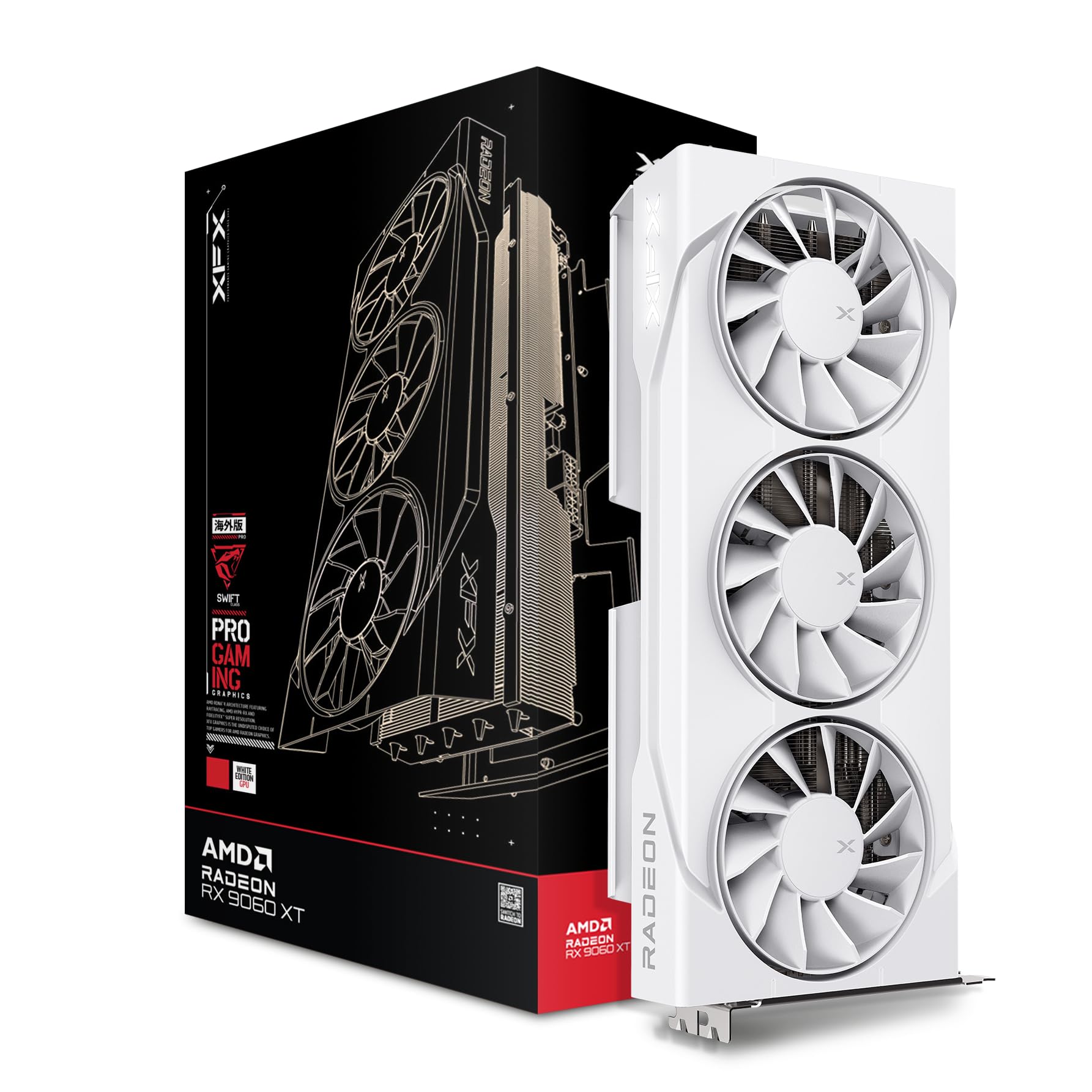 XFX Swift AMD Radeon RX 9060 XT OC White Triple Fan Gaming Edition 16GB RX 9060XT RX-96TS316W7