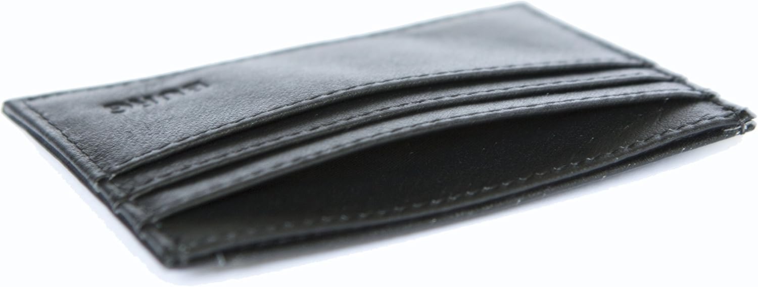 Slim Leather Credit Card Holder Wallet with RFID Blocking and Gift Box for Perfect Gifts for Men and Women (Black) - Image 4