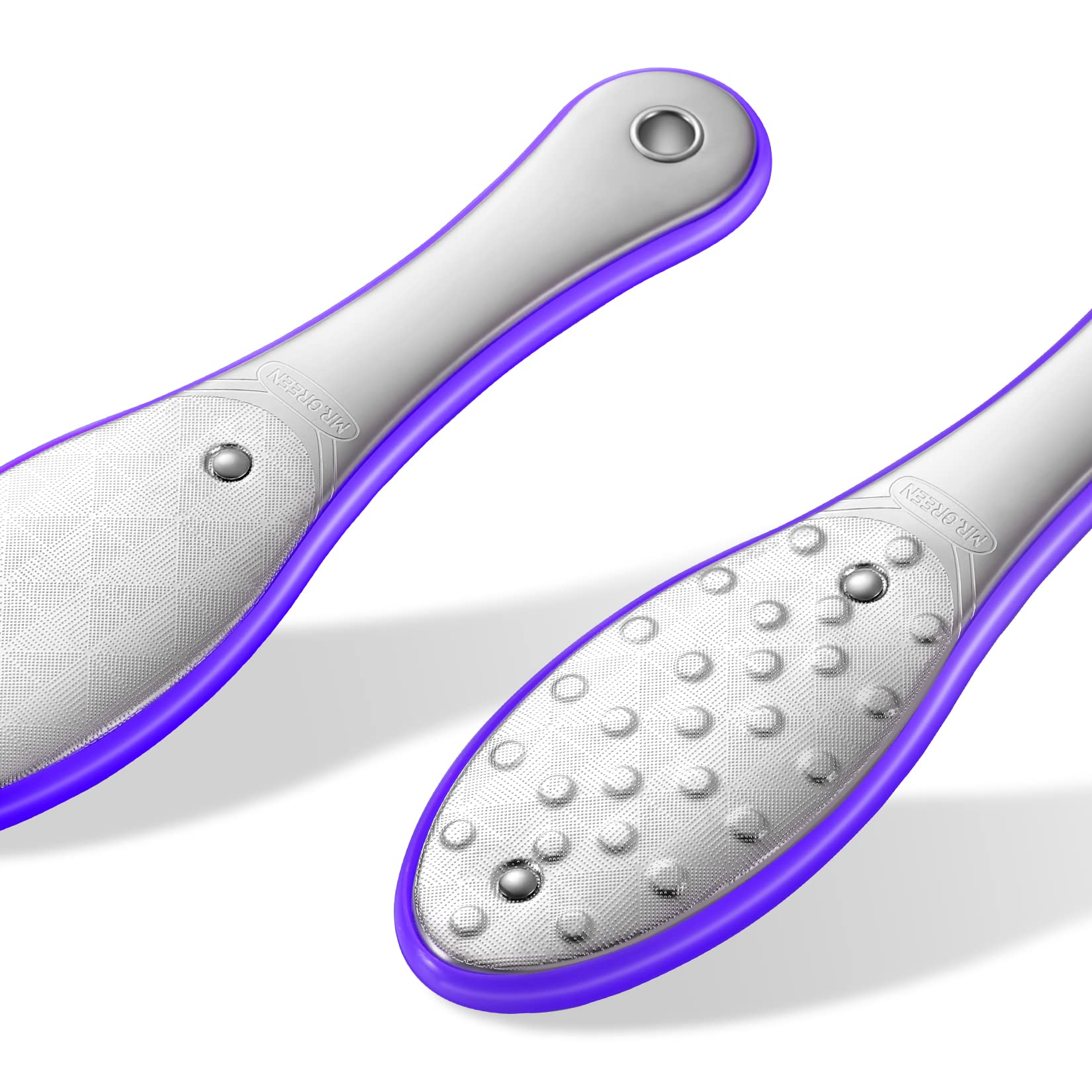 MR.GREEN Foot File Double Sided Pedicure File Foot Care Tool Foot Scraper Professional Hard Skin Remover Stainless Steel Foot Rasps (Purple)