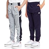 RBX Boys' Active Sweatpants - 2 Pack Performance Fleece Basic Jogger Track Pants - Athletic Pants for Boys (4-16), Size 18-20, Grey Heather/Navy
