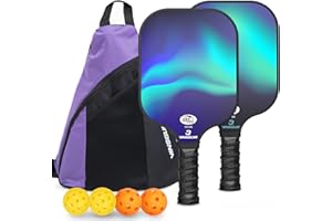 VINSGUIR Pickleball Paddles Set of 2, Lightweight 7.23OZ Fiberglass Pickleball Set with 2 Pickleball Rackets, 4 Pickleball Balls, 1 Portable Pickleball Bag, Pickle Ball Paddle Set Gift for Women