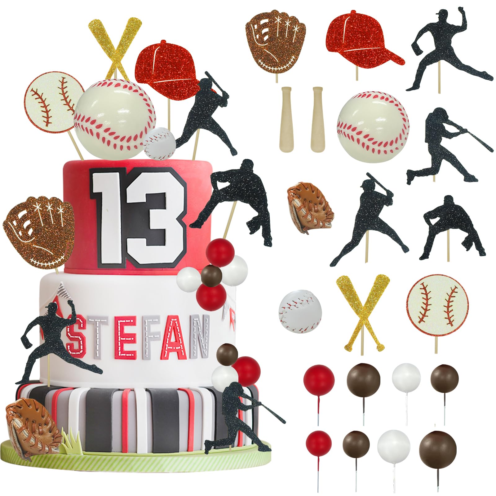 Lukinuo Baseball Cake Decorations Baseball Theme Cake Topper Sports Cake Toppers Decoration for Men Boy Sport Theme Baby Shower Kid Birthday Party