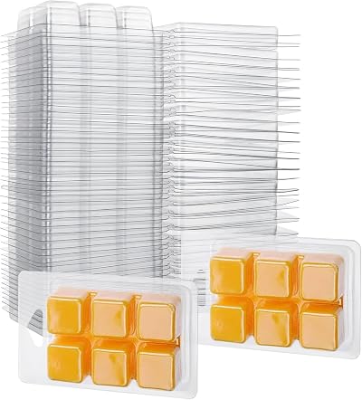 ASelected Wax Melt Molds 100 Pcs 6 Cavity Clear Plastic Clamshell Tray
