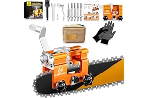 OMCCHK Chainsaw Sharpener, Chainsaw Sharpening Tool with Carry Bag, Chainsaw Sharpening Jig has 5PCS Sharpening Burrs, Portable Universal Hand Crank Chainsaw Sharpener for 4"-22" Chain Saw