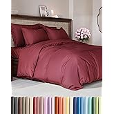 Duvet Cover Queen Size - Extra Soft Queen Size Duvet Cover - Lightweight & Breathable - Easy Care & Fade Free with Zipper Closures and Ties - 90" x 90" Inches - (Burgundy) Comforter Not Included