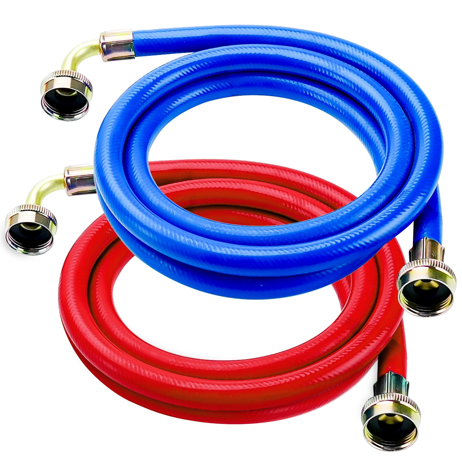 Photo 1 of Cenipar 6 Feet Rubber Washing Machine Hoses with 90 Degree Elbows Burst Proof (Pack of 2) For Hot and Cold Water 3/4" NPT Connection Water Supply Lines for All Washing Machine