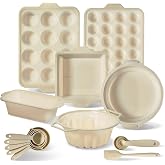 COOK WITH COLOR 17 Pc. Silicone Baking Pan Set - Non-Stick &amp; Easy Clean Silicone Muffin Pans for Baking with Sturdy Metal Frame for Stability, Flexible Cake Molds, Includes Measuring Cups and Spoons