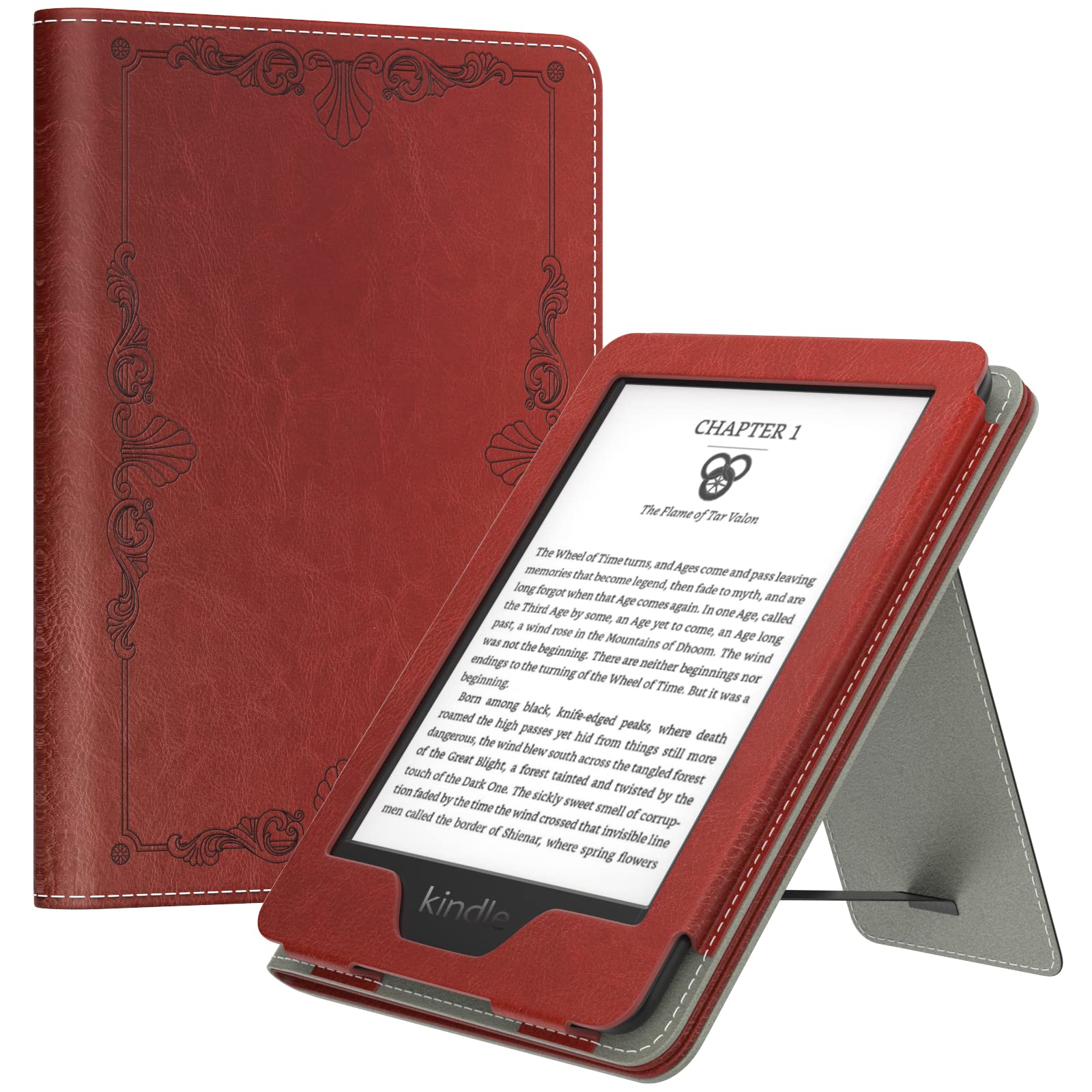 MoKo Case Fits All-new 6" Kindle(11th Generation, 2024/2022 Release)/ Kindle(10th Gen,2019)/Kindle(8th Gen, 2016), Ultra Lightweight PU Shell Cover with Auto Wake/Sleep for Kindle 2024, Vintage Style