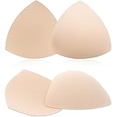 WLLHYF 2 Pairs Bra Pads Inserts, Triangle Breathable Bra Inserts Skin Color Removable Breast Padding Bra Pads for Women Girls