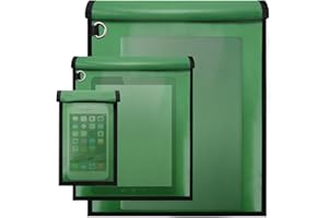 Ohwekit Faraday Bags for Phones & Tablets & Laptops, 3 Pack Faraday Cage Signal Blocker, Anti-Tracking Faraday Bag Key Fob Protector, Fireproof & Waterproof Faraday Pouch RFID Shielding Bag (Green)