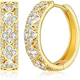 Richapex 18K Gold Plated Hoop Earrings for Women, Dainty Colorful Flower Hoop Earrings, Hypoallergenic, Anniversary Birthday Gifts for Women