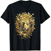 Black n Gold Striped Tiger Portrait Wildlife Animal T-Shirt