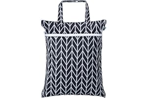 Teamoy Travel Hanging Wet Dry Bag Organizer (17.3 x 13.4 inches) with Two Compartments for Cloth Diaper, Laundry, Swimsuits and More, Easy to Hang Everywhere (M, Black Arrow)