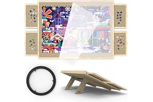 DOERPUZ Puzzle Board with Drawers and Cover, 1500 Pieces Jigsaw Puzzle Board with Adjustable Tilt Stand and Lazy Susan, Rotating Puzzle Board, Tilting Puzzle Board for All Ages