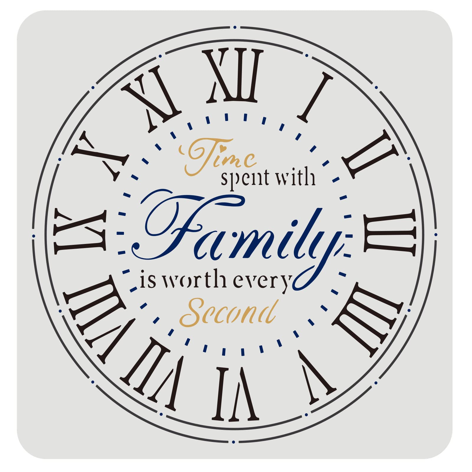FINGERINSPIRE Clock Stencil 30x30cm Create DIY Clock Crafts Stencil Family Clock Stencils with Time Spent With Family Is Worth Every Second Words Plastic Reusable Decor Stencil for Painting