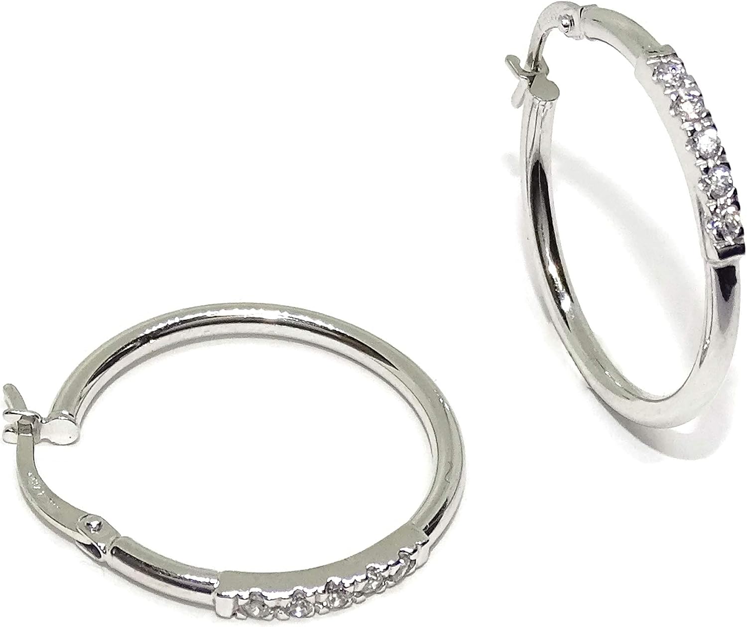 Boucles D'oreilles Années 90 - Or Blanc 18 Carats Avec Pierre Verte - Neuf Avec étiquettes