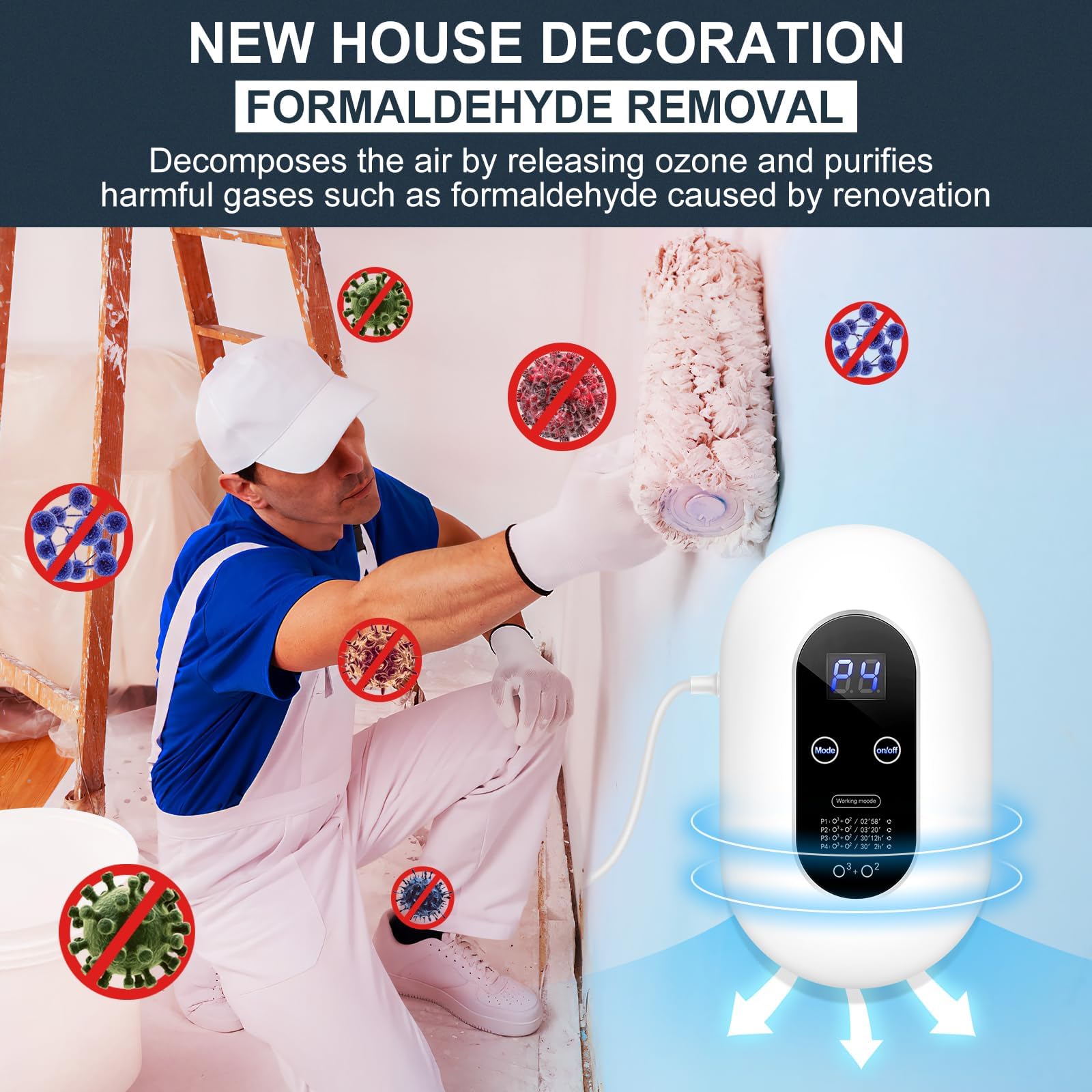 Ozone Odor Eliminator for Strong Odor 99% Cat Litter Deodorizer Dog Poof Odor Removal Air Ionizers Home Plug-in Air Purifier for Bedroom, Toilet, Kitchen, Pets, Smoke, Shoe, Formaldehyde Air Freshener