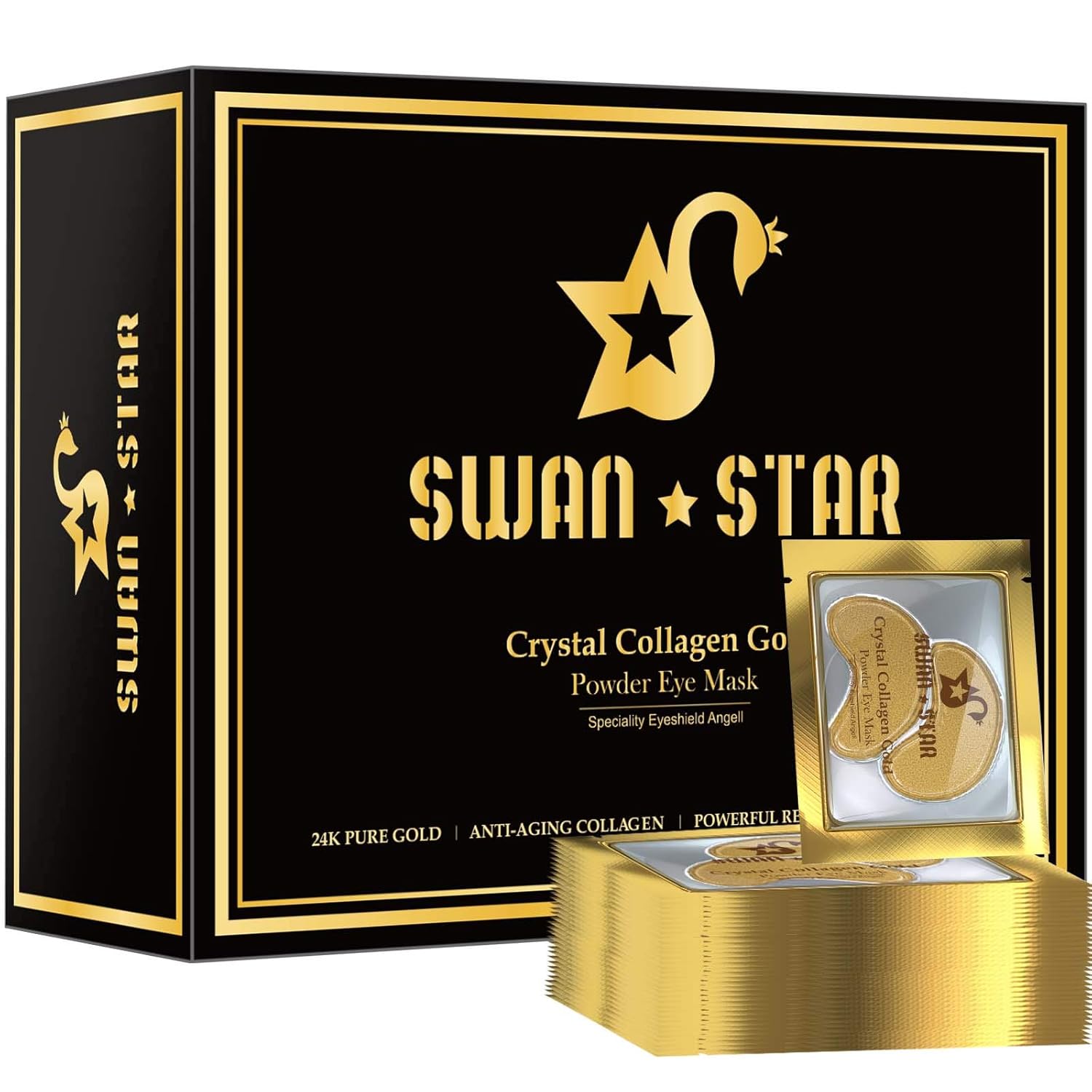 Under Eye Mask, SWAN STAR Under Eye Patches for Dark Circles and Puffiness, 24K Gold Eye Mask Anti-Aging Hyaluronic Acid Collagen Eye Pads for Women and Men, Reducing Dark Circles and Wrinkles Eye Patch, 20 Pairs : Beauty