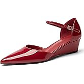 NEWBELLA Women's Wedge Heels - Minimalist Faux Leather Pumps with Back Straps, Comfortable Dress Shoes for Work & Everyday Wear