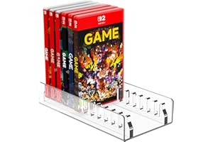 CaSZLUTION Acrylic Game Storage Organizer Stand Compatible with Nintendo Switch Game Card Case, Upgraded Switch 2 Game Display Holder Fits up to 12 Games Box - Clear
