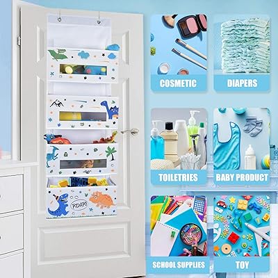 Buy Wernnsai Dinosaur Over Door Hanging Organizer 4 Clear Window Pockets Wall Storage For Baby Boys Toy Diaper Closet Organizers Bedroom Nursery Decor Online In Indonesia B08fhqphyp