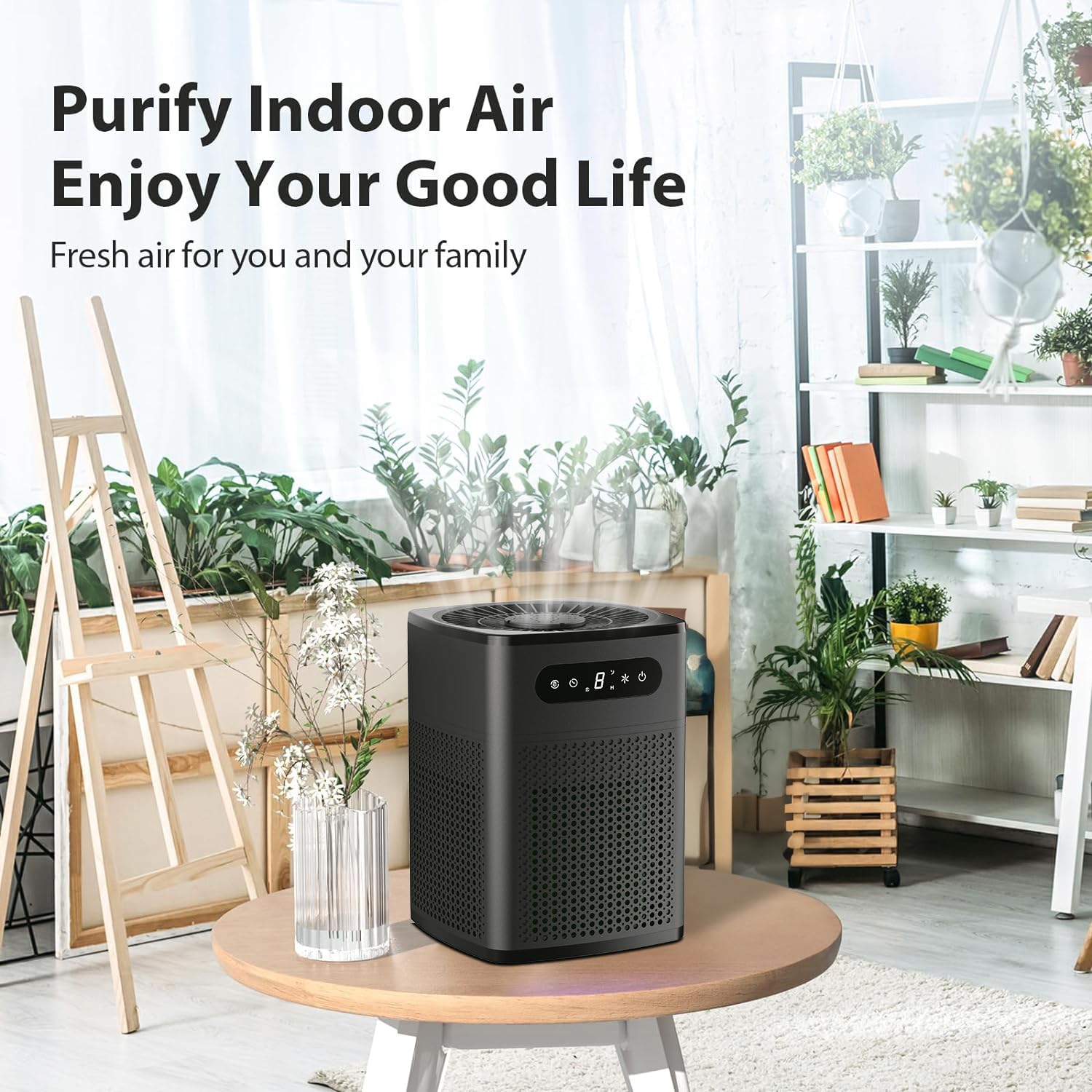 Air Purifiers for Bedroom, HEPA Covers Up to 302 sq.ft Room, 24db Sleep Model, Night Lighting, 3 Timers, with Aromatherapy for Bedroom, Dorm Room, Apartment, Kitchen-HY1800 (Light-Black)